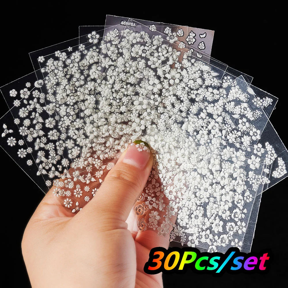 3D Glitter Flower Nail Stickers