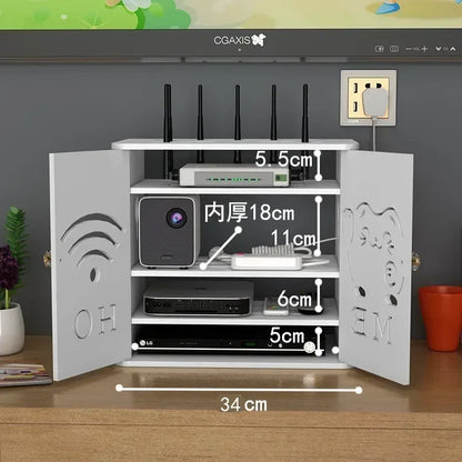 Wall Mounted WiFi Router & Cable Organizer Shelf