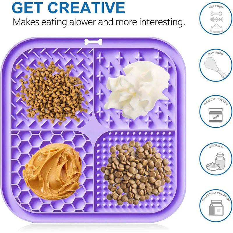 Silicone Pet Licking Mat Slow Feeder with Suction Cups
