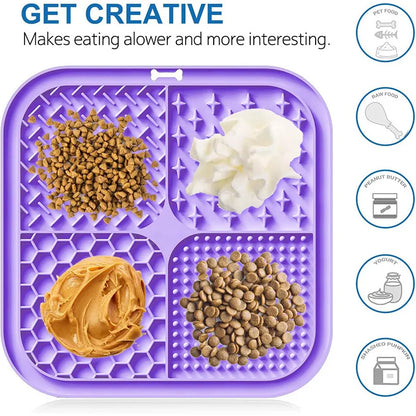 Silicone Pet Licking Mat Slow Feeder with Suction Cups