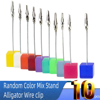 Color Cube Stand Alligator Wire Photo Clip