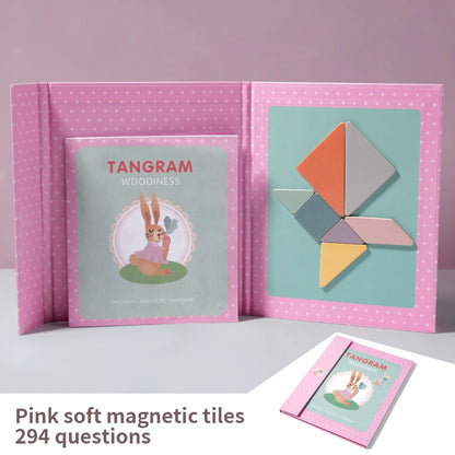 Wooden Jigsaw Magnetic Tangram Puzzle Book