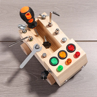 Children's Wooden LED Switch Busy Board Disassembly and Assembly Screws and Nuts