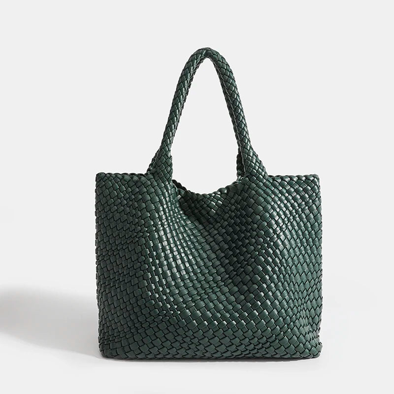 Woven PU Leather Tote Bag with Coin Purse