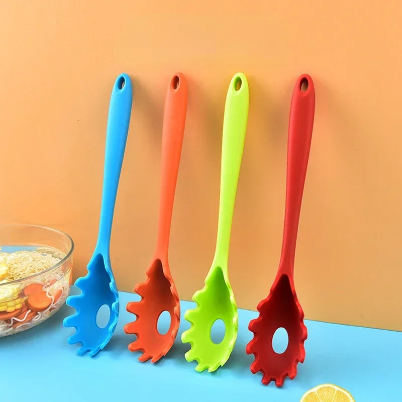 Silicone Pasta Colander Spoon with Long Handle