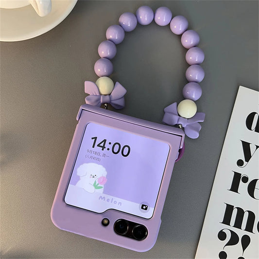 Purple White Bow Bracelet Phone Case for Samsung
