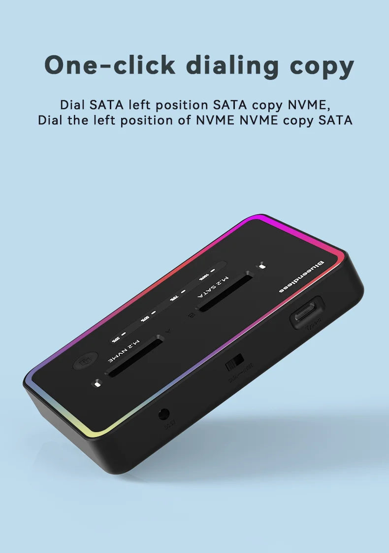 Dual M.2 NVMe & SATA SSD Docking Station with Offline Clone