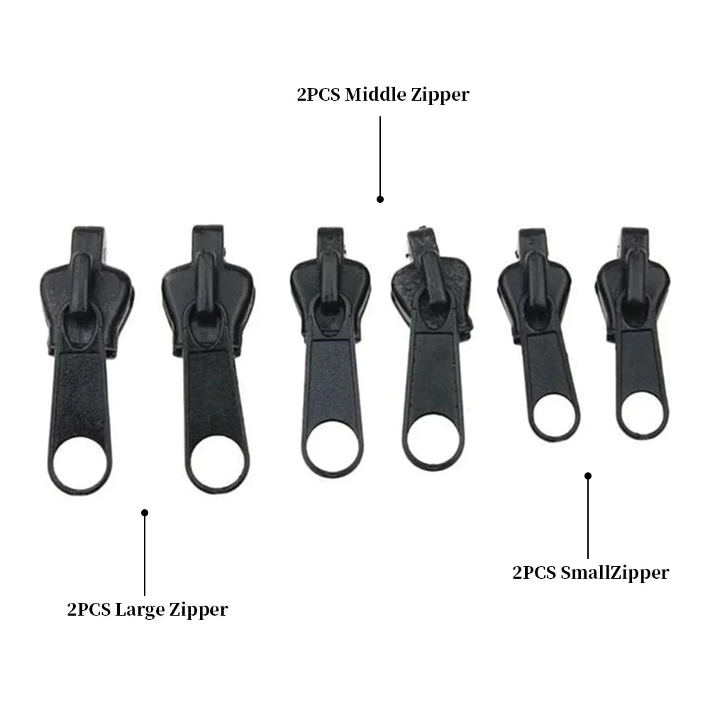 Universal Instant Zipper Repair Kit – 6 Piece Replacement Zip Sliders
