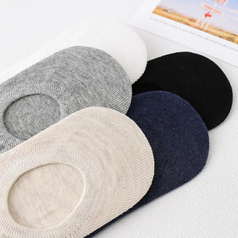 Men’s Invisible Cotton Boat Socks 5 Pairs