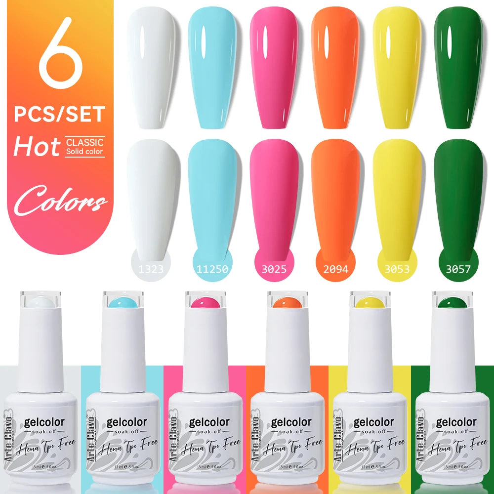 Arte Clavo 6PCS HEMA & TPO Free Gel Nail Polish Set