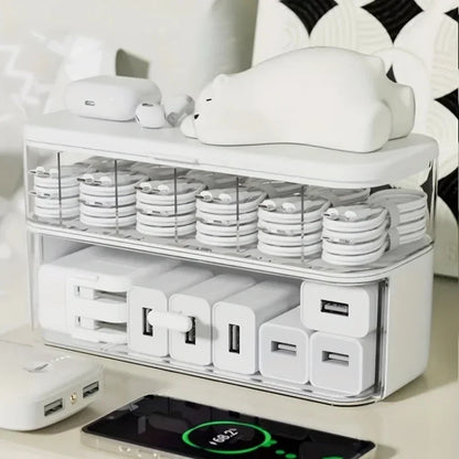 Cable Organizer Storage Box with 14 Wire Ties