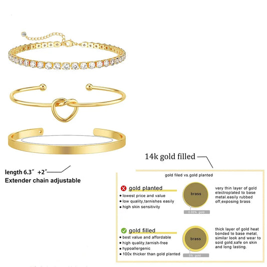 Gold Plated Stainless Steel Bracelet Set