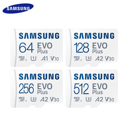 Samsung 512GB 256GB 128GB A2 V30 Memory Card Micro SD EVO Plus