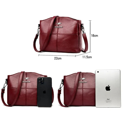 Casual Floral Embossed Leather Crossbody Shoulder Bag
