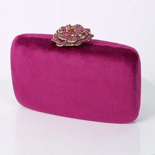 Diamonds Flower Velvet Evening Bag