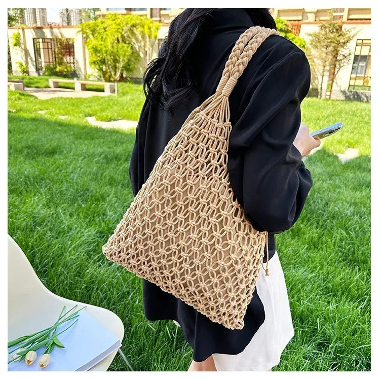 Handwoven Mesh Summer Tote Bag