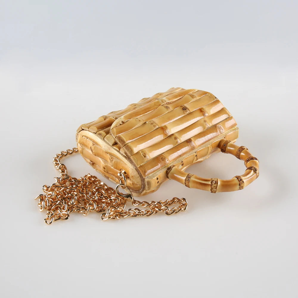 Handcrafted Bamboo Root Mini Crossbody Bag