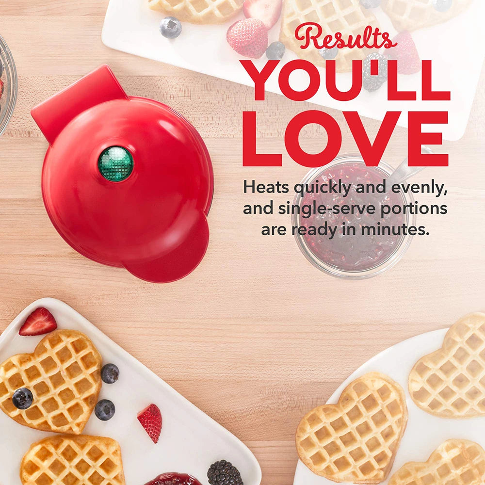 Compact Electric Heart-Shaped Waffle Maker
