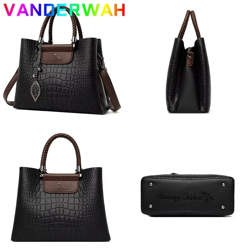 Large Capacity Women’s Leather Tote Handbag