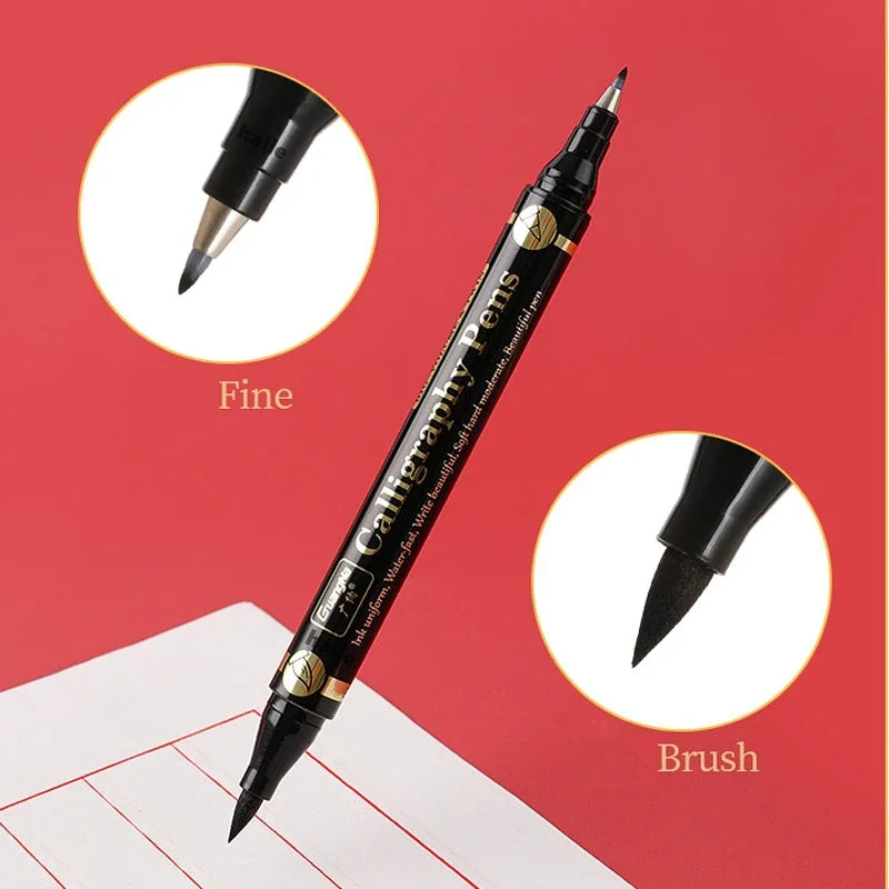 3 Pc/lot Double Head Multifunction Pen Black Ink For Calligraphy