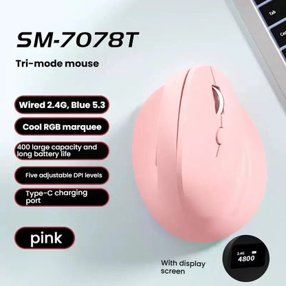 Triple-Mode Vertical Wireless Mouse