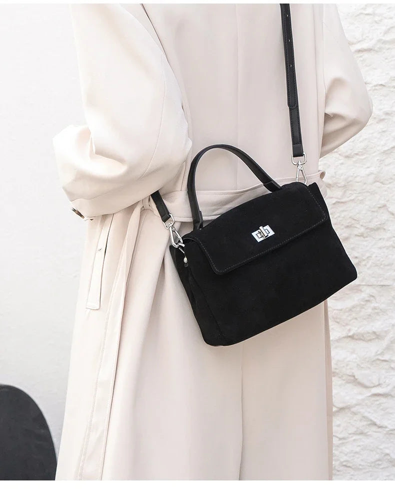 Women’s Suede Leather Flap Shoulder & Crossbody Bag