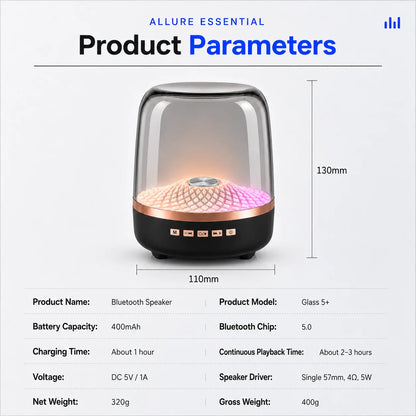 Portable Bluetooth 5.0 Wireless Speaker with Ambient Light
