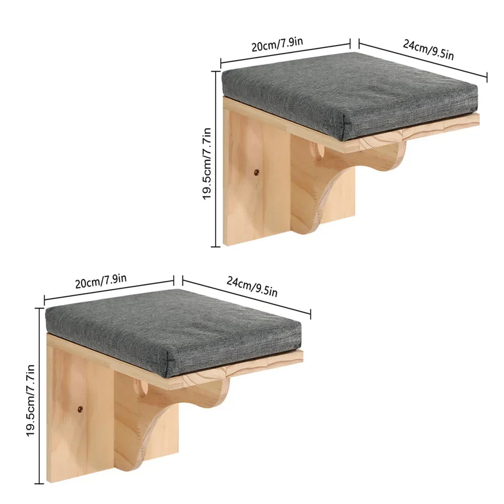 Wooden Wall-Mounted Cat Climbing Shelves & Play Set