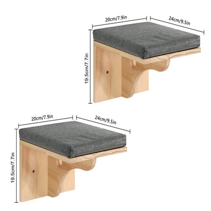 Wooden Wall-Mounted Cat Climbing Shelves & Play Set
