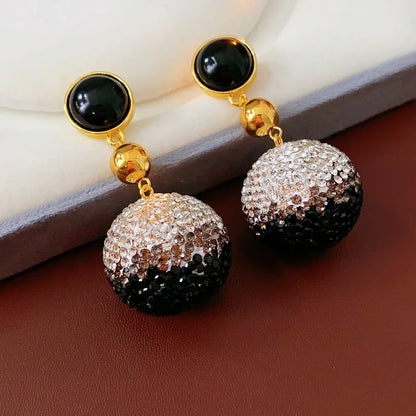 Vintage Exaggerated Round Crystal Drop Earrings