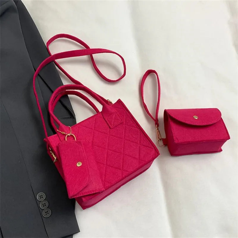 Felt Tote, Crossbody Bag & Wallet Set for Everyday Use