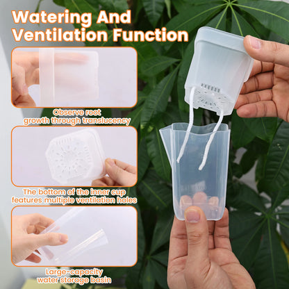 12-Pack Self Watering Planter Pots with Cotton Wicks