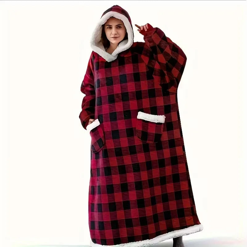 Oversized Flannel Blanket Hoodie