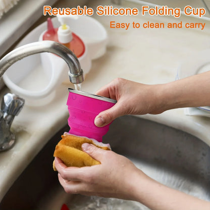 Collapsible Silicone Travel Cup with Lid