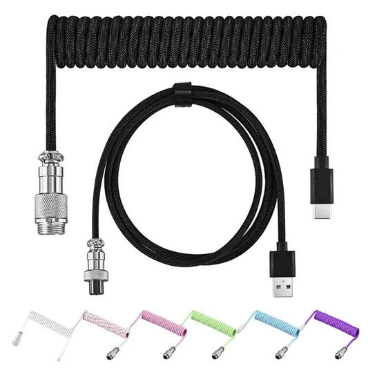 USB Type-C Aviator Coiled Mechanical Keyboard Cable