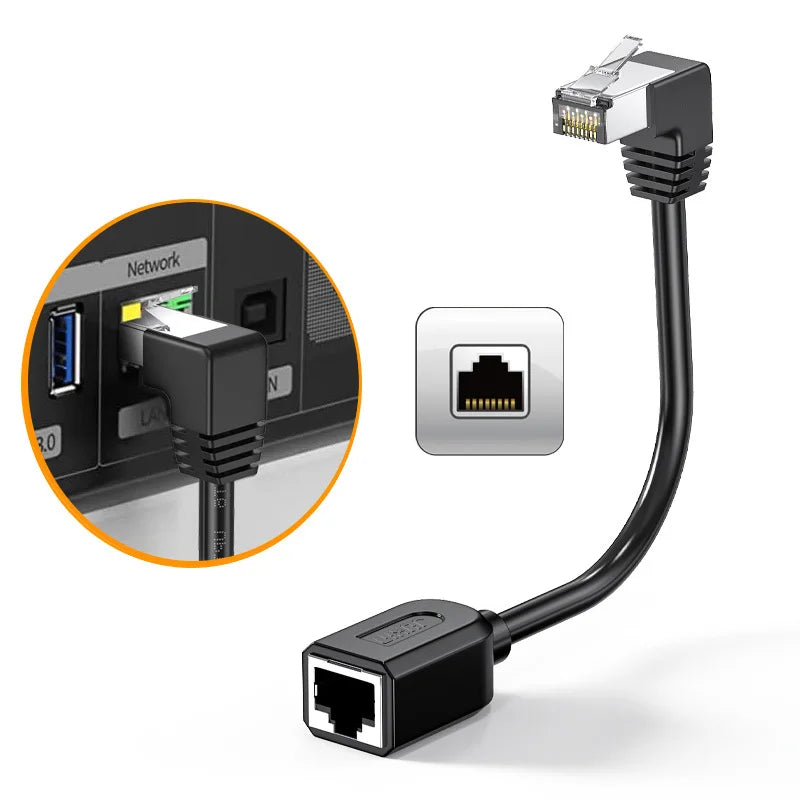 Cat6 90° RJ45 Ethernet Extension Cable