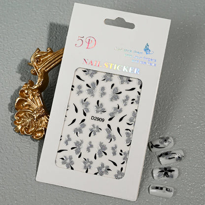 5D Glitter Floral Nail Art Stickers