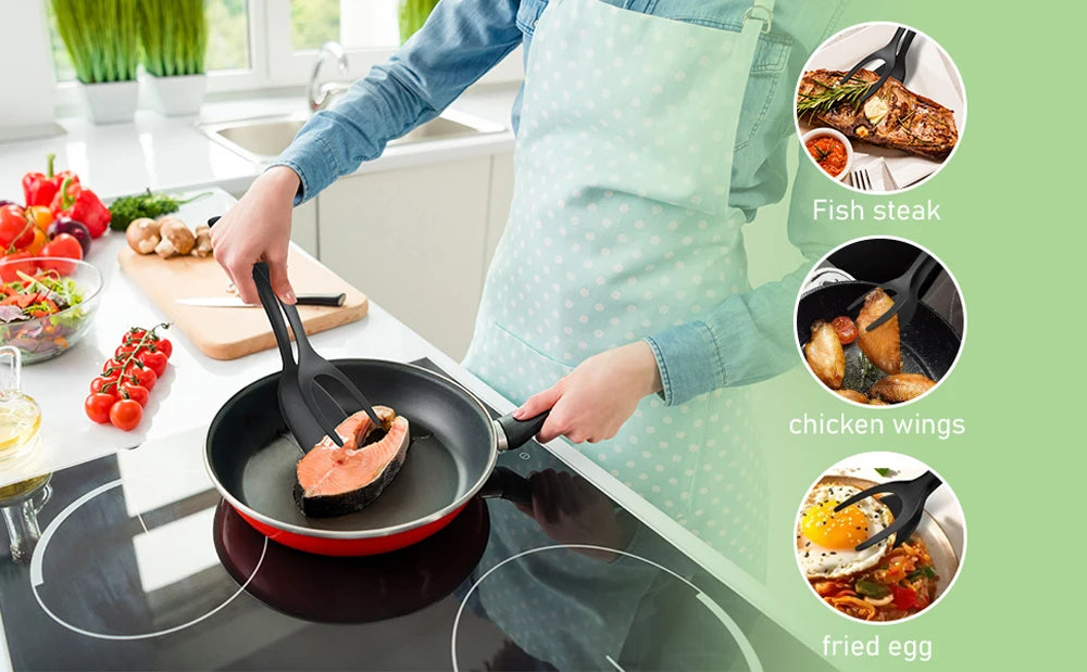2-in-1 Grip & Flip Spatula Tongs