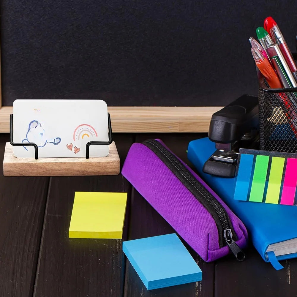 Premium Wooden Business Card Holder with Metal Frame