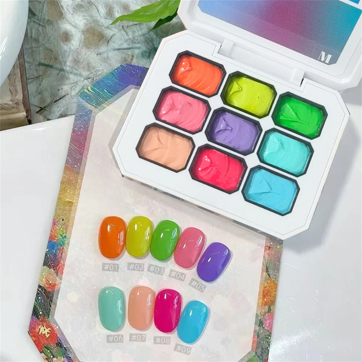 9 Color Solid Nail Gel Polish Palette