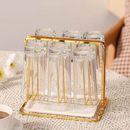 Metal Cup Drying & Drain Rack with Tray
