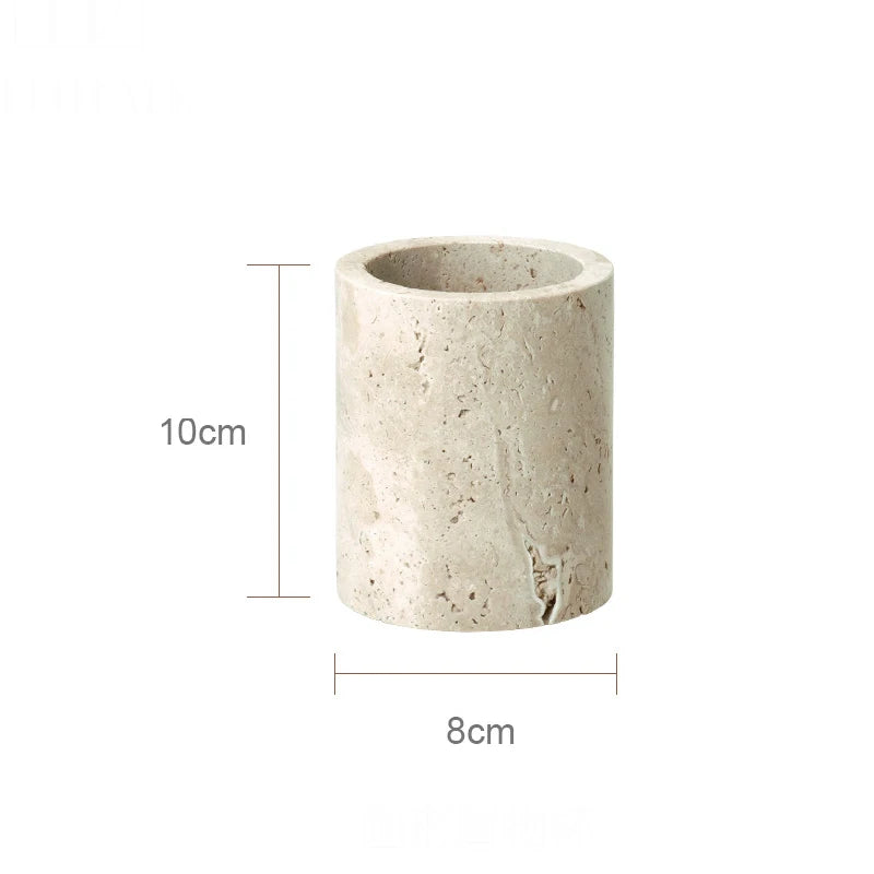 Travertine-Style Bathroom Accessories Set