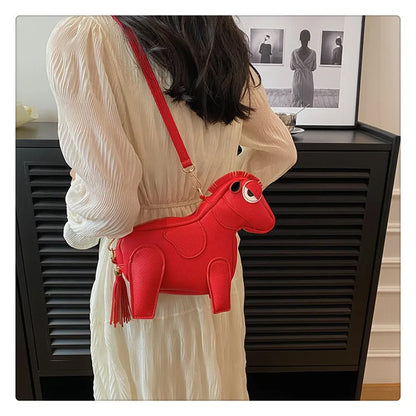 Horse-Shaped PU Leather Crossbody Shoulder Bag