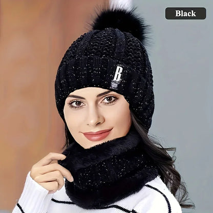 Women’s Winter Knit Hat & Scarf Set