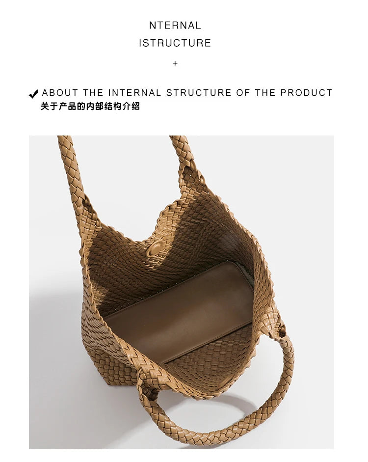 Woven PU Leather Tote Bag with Coin Purse