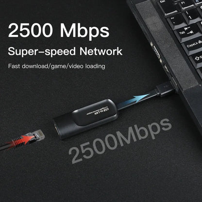 Kebidumei 2.5Gbps USB-C to RJ45 Ethernet Adapter