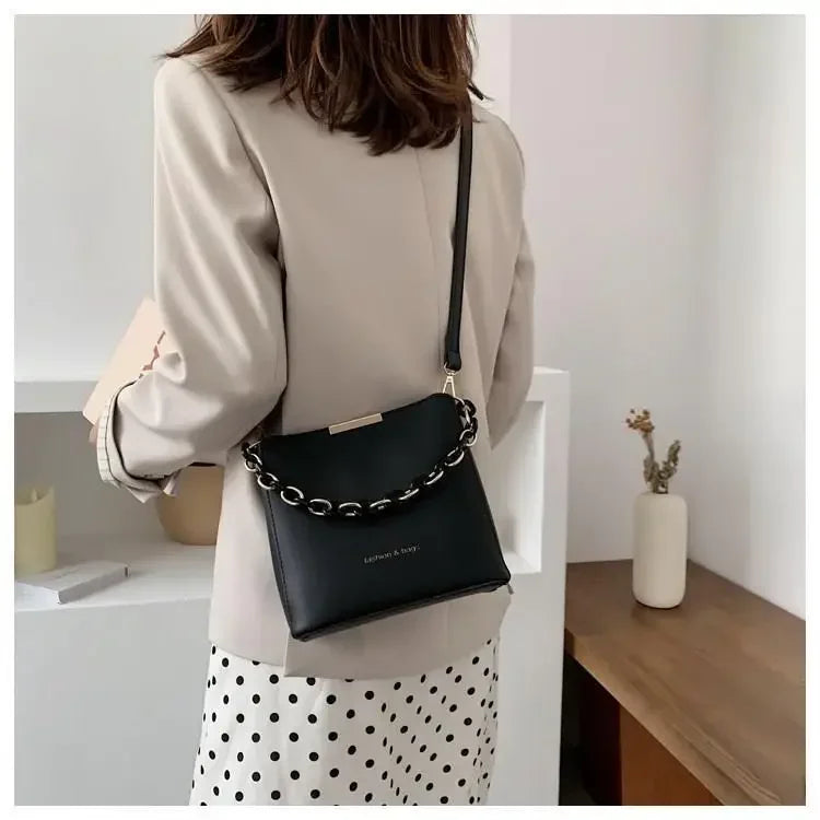 Minimalist Chain Bucket Crossbody Bag