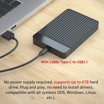 Tool-Free 2.5” SATA to USB External Enclosure for HDD & SSD