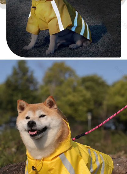 Waterproof Reflective Hooded Dog Raincoat