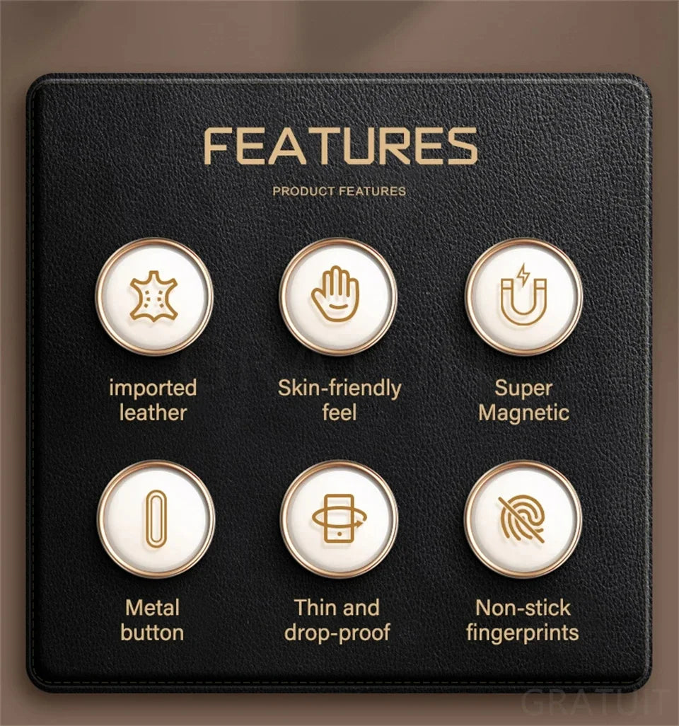 Luxury Leather Magnetic Wireless Charging Case For iPhone